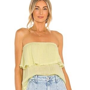 Michael Stars Strapless Ruffle Camisole - Light Green